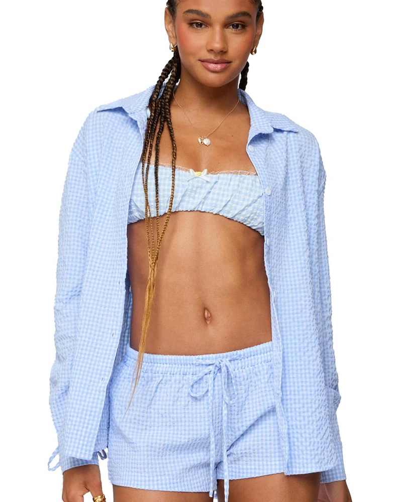 Edikted Women's Lira Oversized Gingham Button Up Shirt