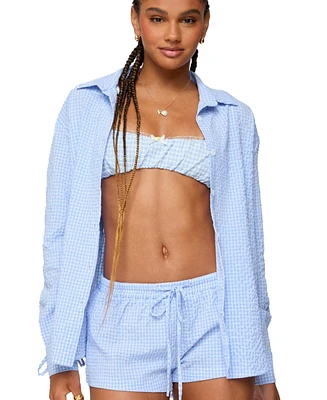 Edikted Women's Lira Oversized Gingham Button Up Shirt