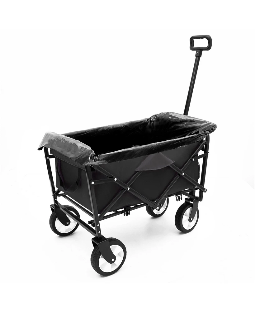 Foldable Wagon Cart with Liners: Camping, Utility, Grocery
