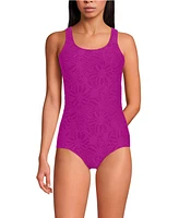 Lands' End Women's Tugless Low Leg Lace One Piece Swimsuit