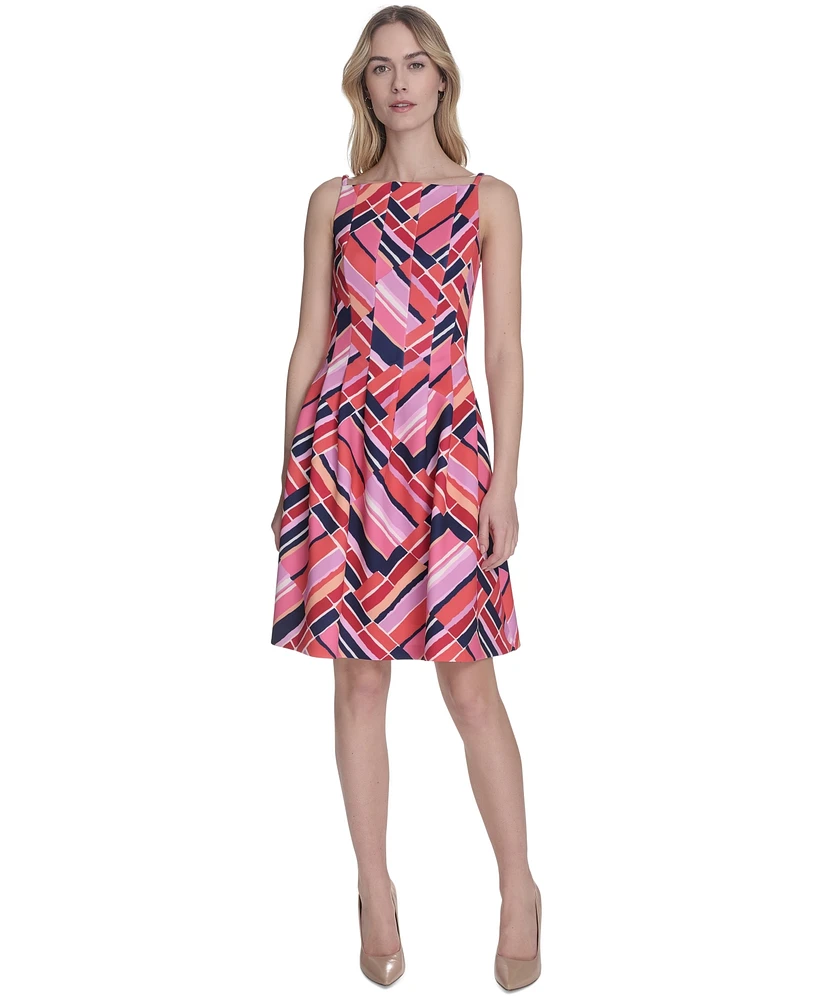 Vince Camuto Women's Printed Square-Neck Sleeveless Dress