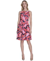 Vince Camuto Women's Printed Square-Neck Sleeveless Dress