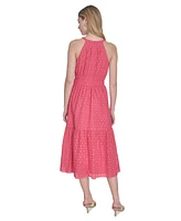 Vince Camuto Women's Cotton Sleeveless Eyelet Midi Dress