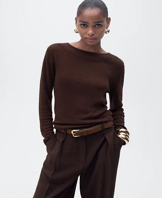 Mango Women's Linen Blend Boat Neck Sweater