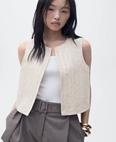 Mango Women's Embroidered Linen Vest
