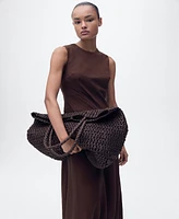 Mango Women's Natural Fiber Maxi Bag