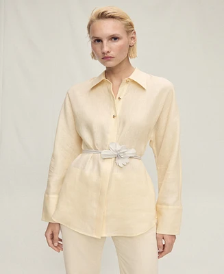 Mango Women's Button Detail Linen Shirt