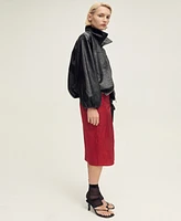 Mango Women's Oversized Leather Jacket
