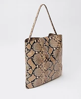 Mango Women's Animal-Print Leather Bag