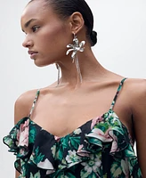 Mango Women's Ruffled Floral Print Dress
