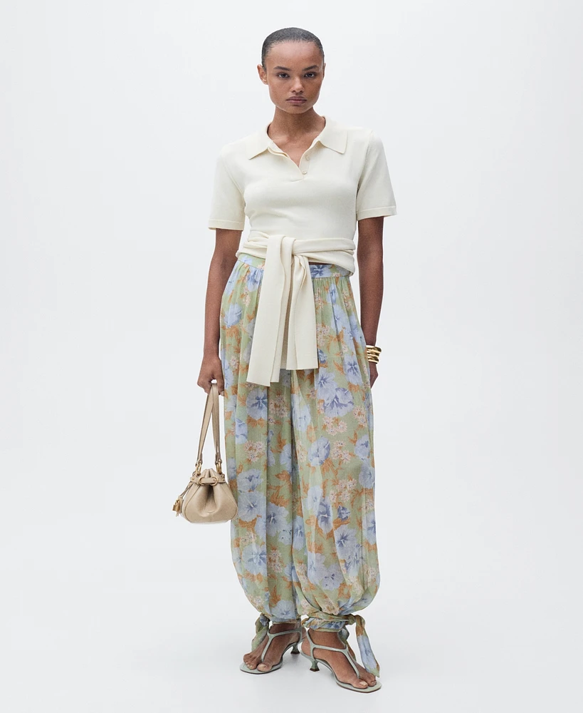 Mango Women's Floral Balloon Pants