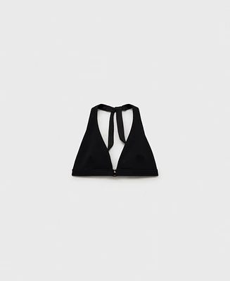 Mango Women's Decorative Ring Textured Bikini Top