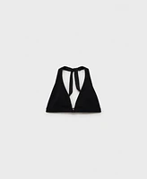 Mango Women's Decorative Ring Textured Bikini Top