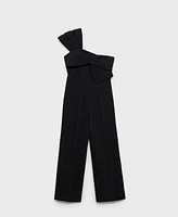 Mango Women's Draped Neckline Long Jumpsuit