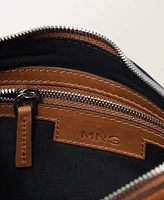 Mango Women's Gathered Pockets Leather Shoulder Bag