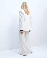 Mango Women's Pleated Wide Leg Suit Pants