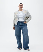 Mango Women's Frayed Ends Tweed Jacket