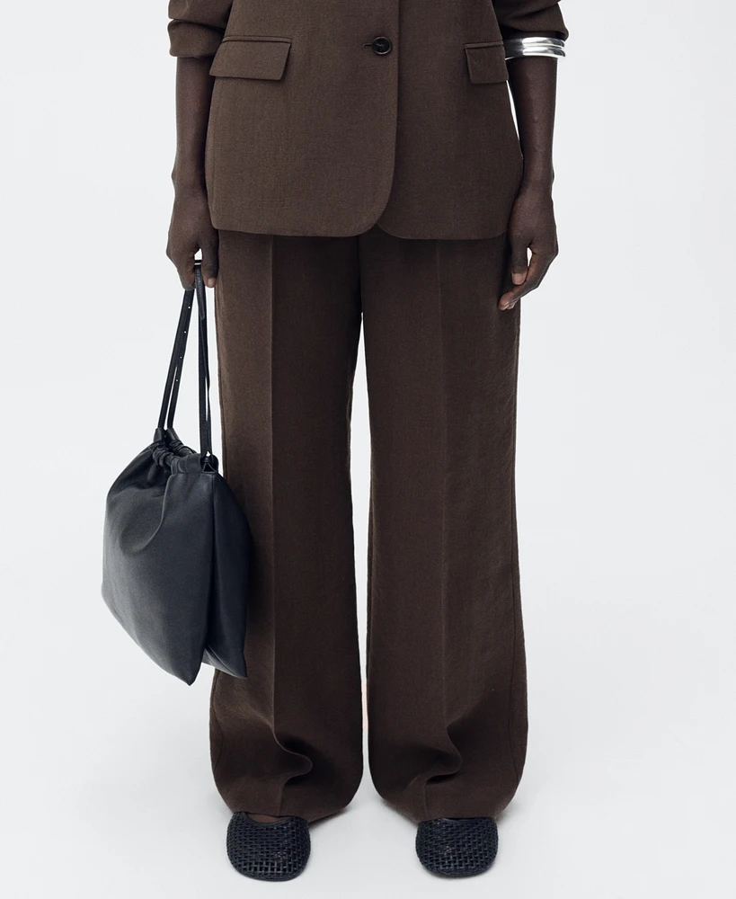 Mango Women's Lyocell Suit Straight Pants