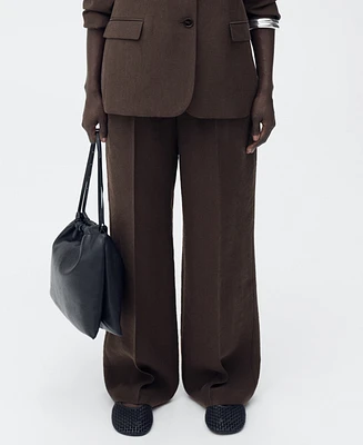 Mango Women's Lyocell Suit Straight Pants