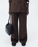 Mango Women's Lyocell Suit Straight Pants