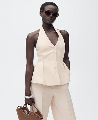 Mango Women's Pleated Halter-Neck Vest