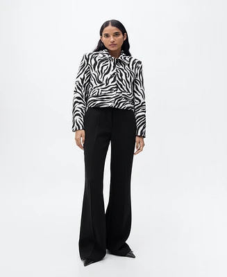 Mango Women's Buttons Detail Zebra-Print Jacket