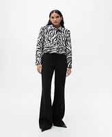 Mango Women's Buttons Detail Zebra-Print Jacket