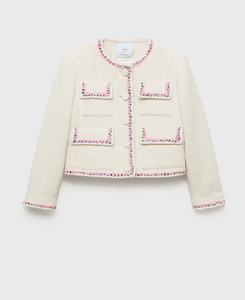 Mango Women's Contrasting Trims Tweed Jacket