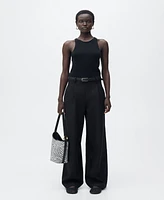 Mango Women's Combined-Fabric Belt Jumpsuit