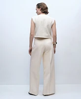 Mango Women's Wide Leg Mid-Rise Pants