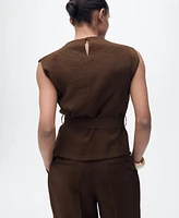 Mango Women's Draped Neck Blouse