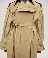 Mango Women's Oversized Wrinkled Effect Trench Coat
