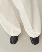 Mango Women's High-Waisted Wide Leg Cotton Pants