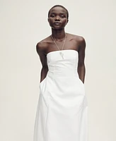 Mango Women's Puffed Hem Strapless Dress
