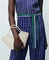Mango Women's Belt Striped Jumpsuit