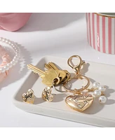 Juicy Couture Gold-Tone Heart Keychain & Earring Set with Crystal Accents