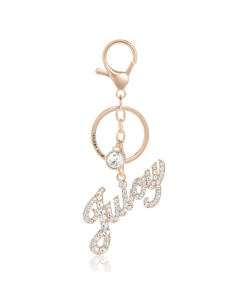 Juicy Couture Crystal Pave "Juicy" Script Keychain, Gold-Tone Bling Charm