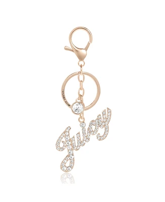 Juicy Couture Crystal Pave "Juicy" Script Keychain, Gold-Tone Bling Charm