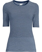 Lands' End Plus Lightweight Jersey Skimming Elbow Sleeve Crew Neck T-shirt