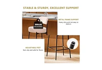 Dyhome Bar Stools Set of 4, 24 Inches Modern Counter Height Bar Stools with Curved Back Metal Legs, Upholstered Boucle Barstools for Kitchen Island, C