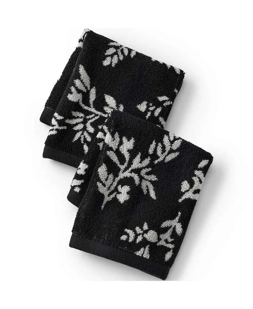 Lands' End Cotton Jacquard 2-Piece Washcloth Set