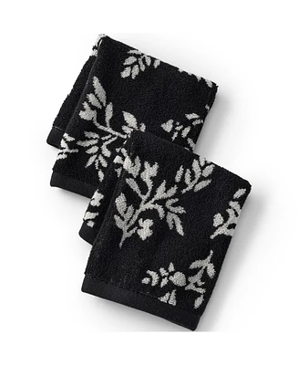 Lands' End Cotton Jacquard 2-Piece Washcloth Set