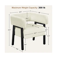 Yaheetech Contemporary Upholstered Corduroy Barrel Accent Chair, Dark Green