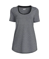 Lands' End Petite Short Sleeve Power Performance Scoop Neck Curved Hem Tunic Tee
