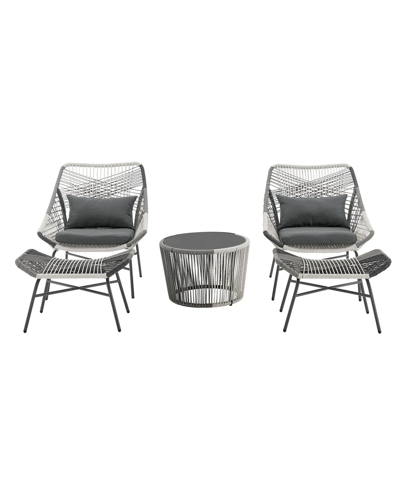 Manhattan Comfort 33.7" 5-Pc. Metal Ashland Modern Upholstered Patio Conversation Set