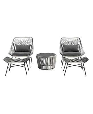 Manhattan Comfort 33.7" 5-Pc. Metal Ashland Modern Upholstered Patio Conversation Set