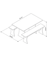 Manhattan Comfort 29.53" 3-Pc. Wood Coney Mid-Century Modern Dining Set