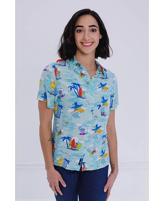 Sesame Street Big Bird Cookie Monster Elmo Oscar the Grouch Matching Family Hawaiian Button Down Shirt Infant to Little Kid