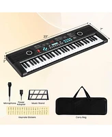 61 Keys Kids Piano Keyboard with Carry Bag Microphone Sheet Stand Power Supply