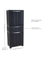 Plastic Garage Storage Cabinet with 2 Adjustable Shelves - 57" H Garage, Office, Home, Laundry Room Charcoal
